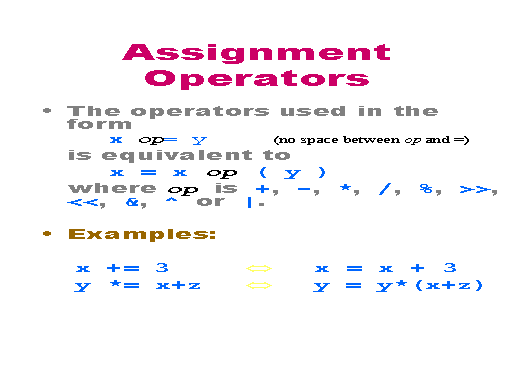 assignment operators w3schools